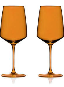 Viski Reserve Nouveau Crystal Wine Glasses Amber Set//2