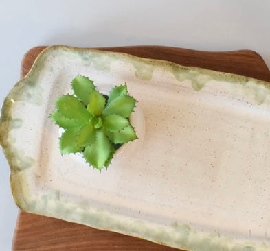 Etta B Rectangle Tray w/Handles -Matcha (or Matcha Leaf)