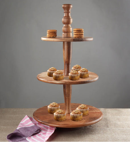 IHI Acacia Wood 3 Tier Dessert Stand