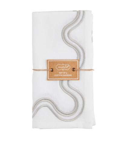 Mudpie Grey Squiggly Napkin