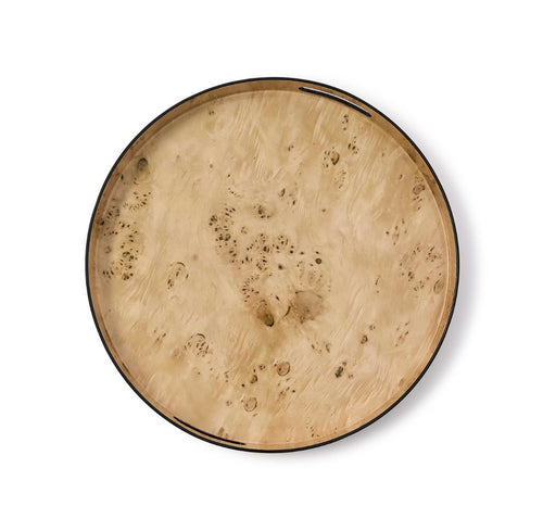 Two's Company Large Burled Wood Tray