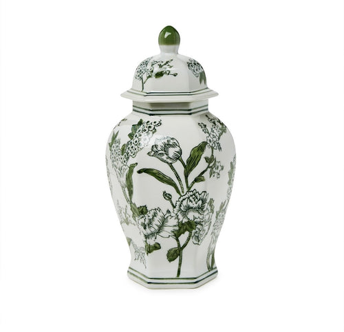 Two's Company Primrose & Lotus Chinoiserie Hexagonal Temple Jar