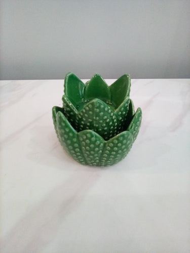 Two's Company Medium Green Cactus Candleholder