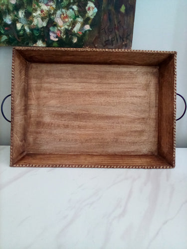 IHI Large Beaded Wooden Tray