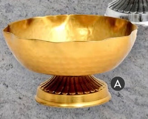 IHI Gold Hammered Curve Bowl with Base