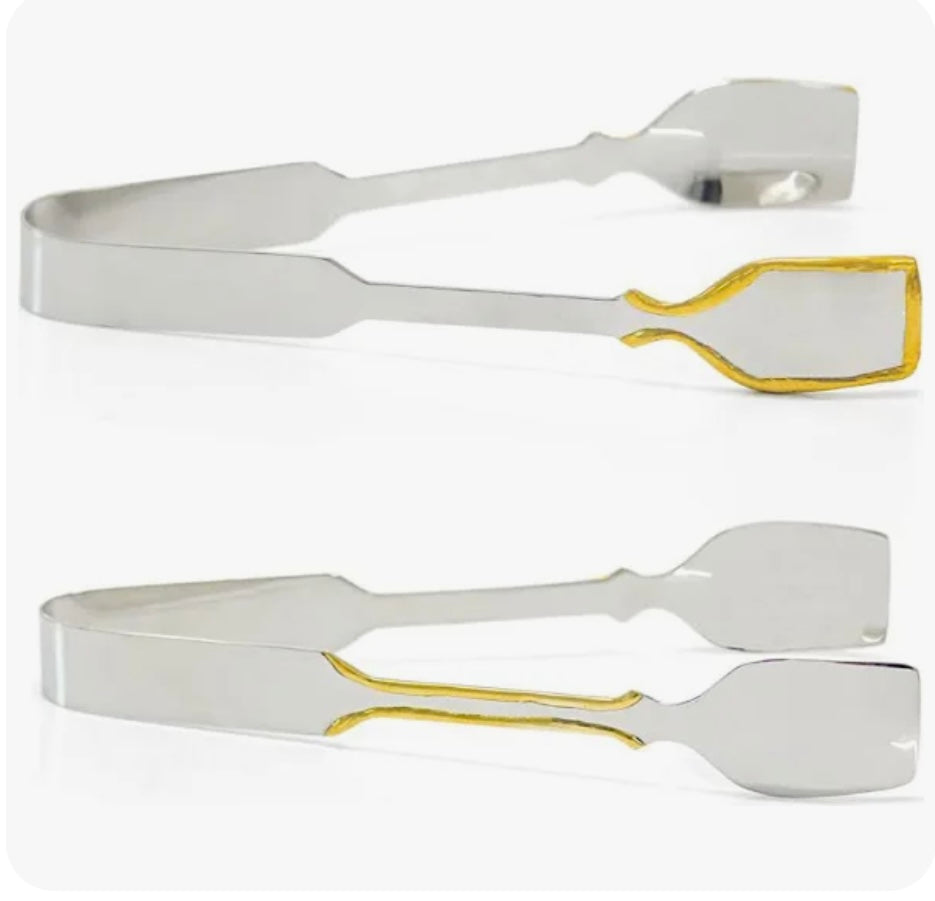 IHI Silver Tongs w/Gold Details