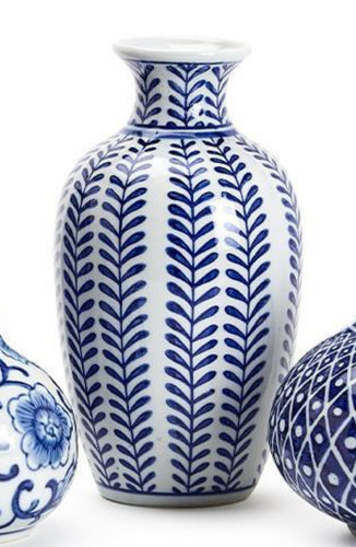 Two's Company Blue & White Vase -Fern Pattern