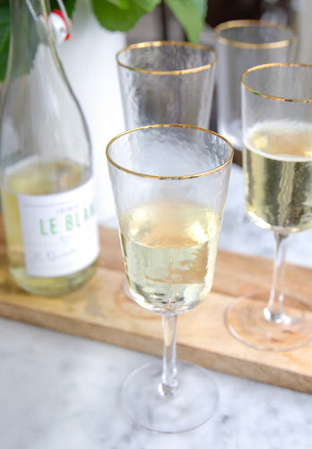 Mary Square Hammered Clear Wine Glass