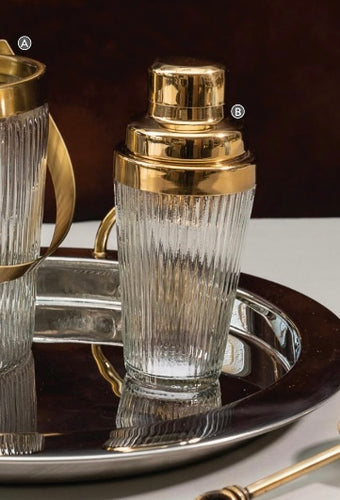 IHI Fluted Glass w/ Gold Cocktail Shaker