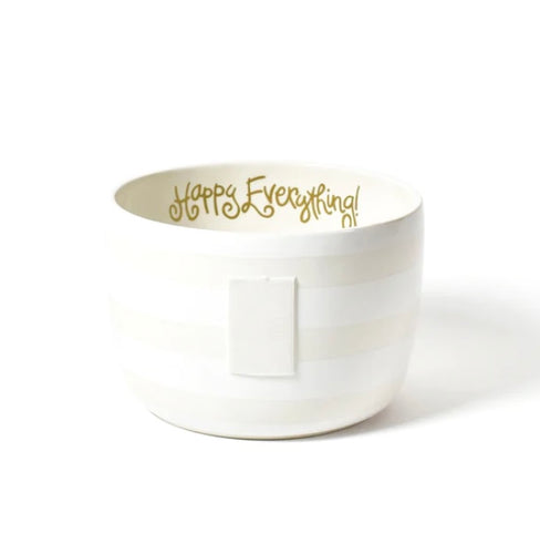 Happy Everything White Stripe Big Bowl