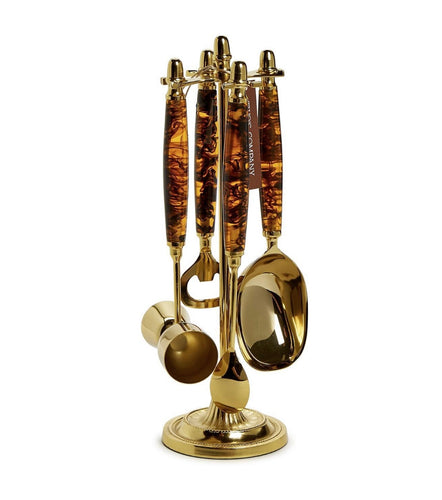 Two's Company 4 PC Tortoise Print Bar Set