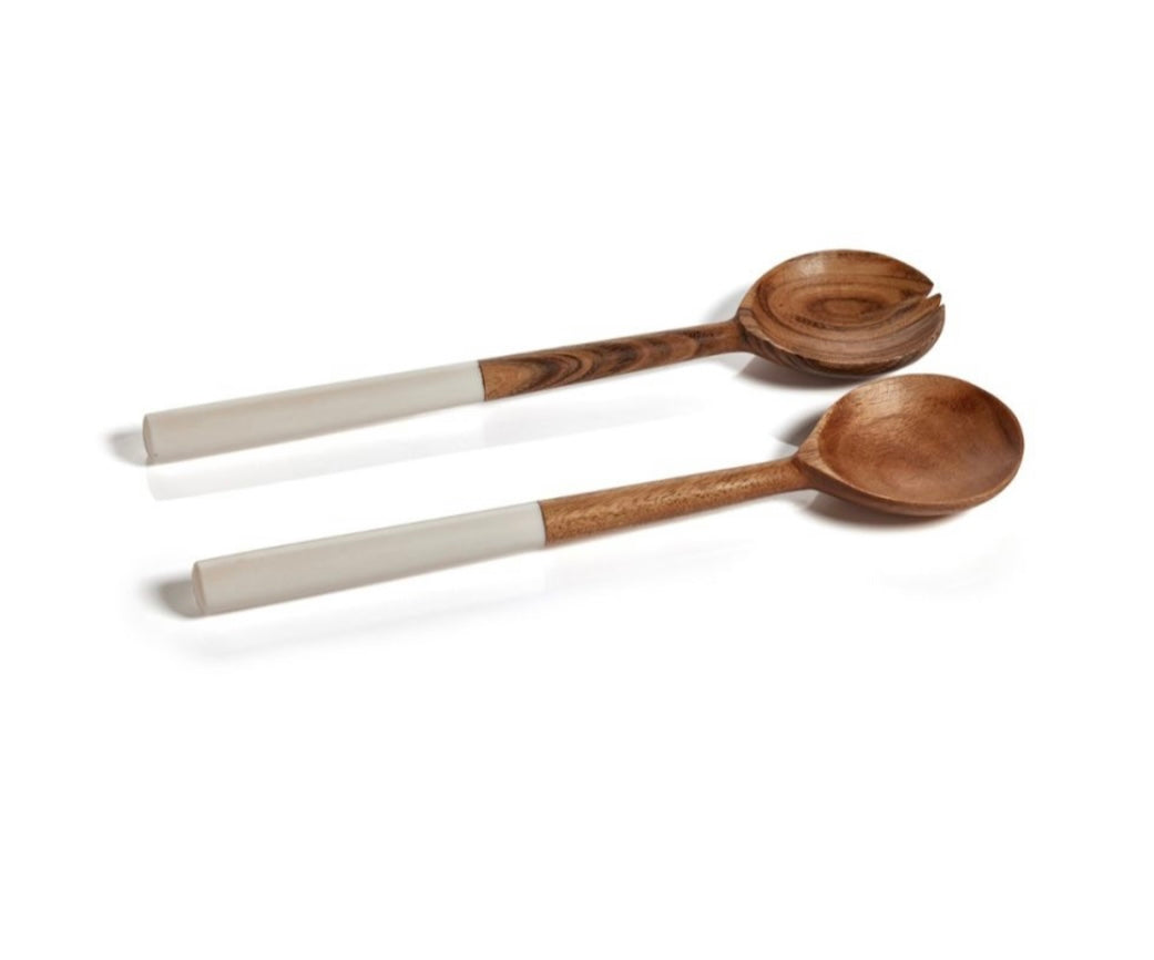 Mango Wood Curvy Salad Server Set