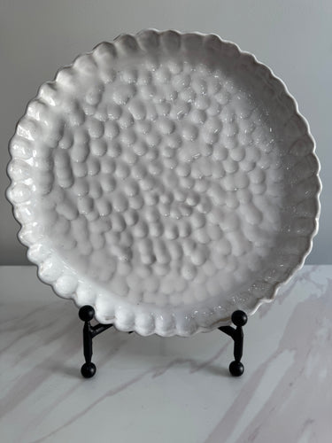 Tab Boren Large White Dot Textured Plate