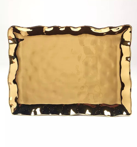 Certified International Gold Rectangular Platter