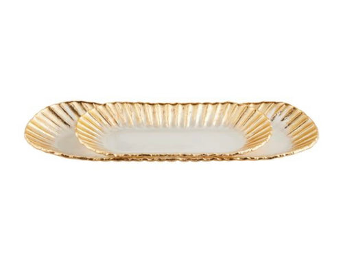 Mudpie Gold Edge Oval Tray Set