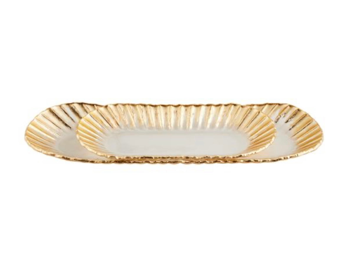 Mudpie Gold Edge Oval Tray Set