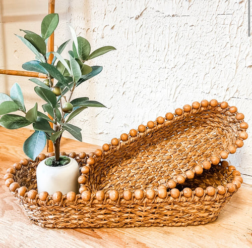 Large Oval Beaded Basket
