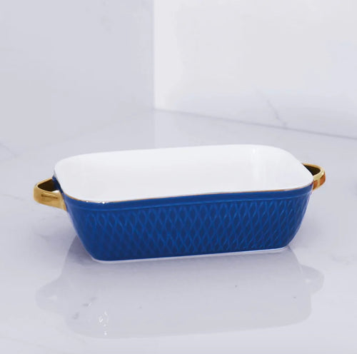 Beatriz Ball Rectangle Baker w/Gold Handles -Navy (2173)