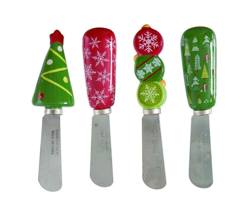 Holiday Christmas Red/Green Cheese Spreaders Set