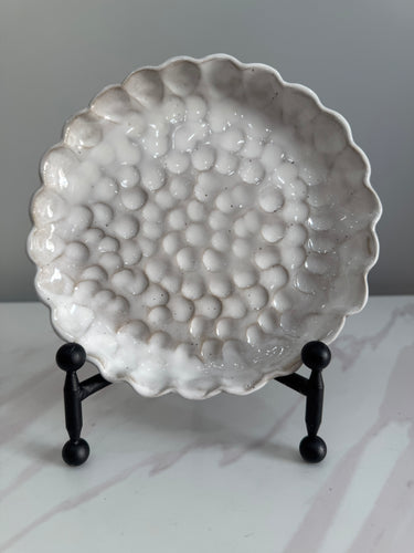 Tab Boren Small White Dot Textured Plate
