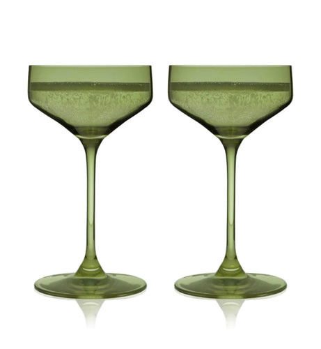 Viski Reserve Nouveau Crystal Coupe (Sage) Set of 2