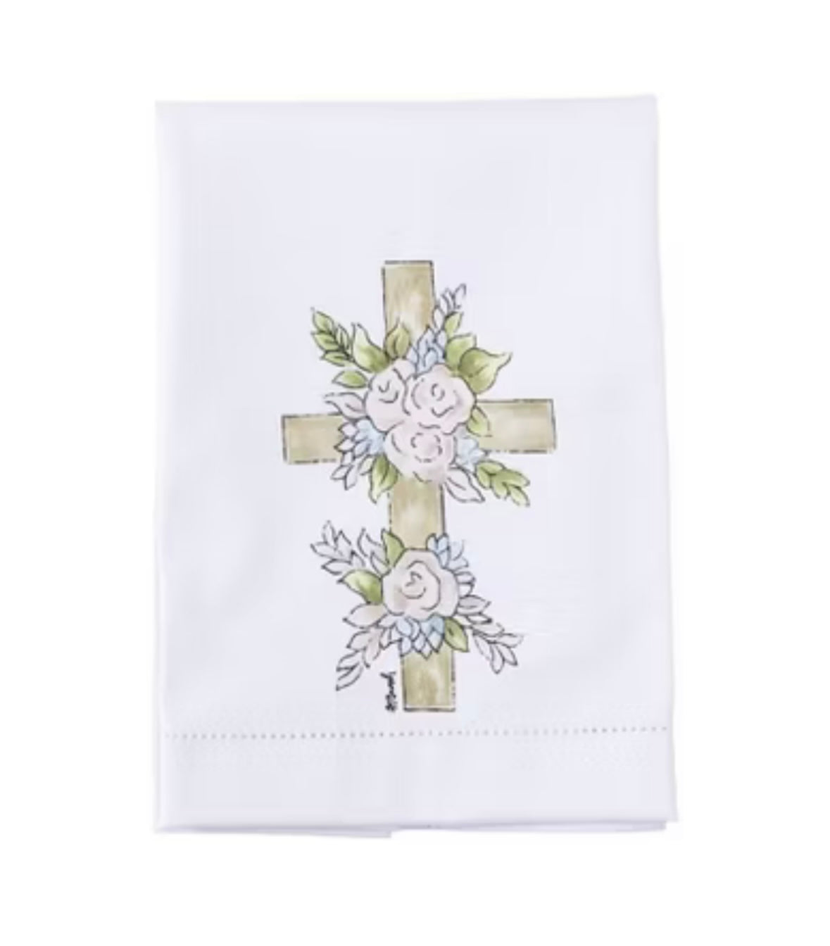 Floral Cross Tea Towel