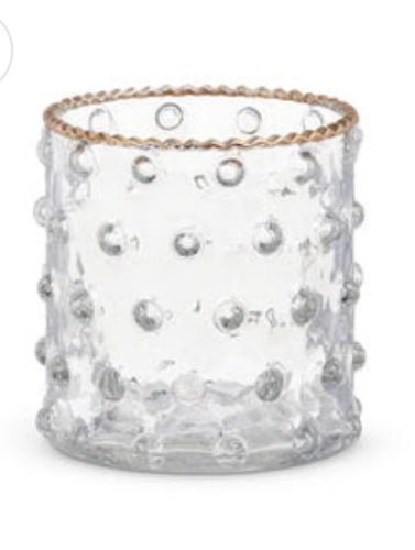 Large Gold Rimmed Glass Votive