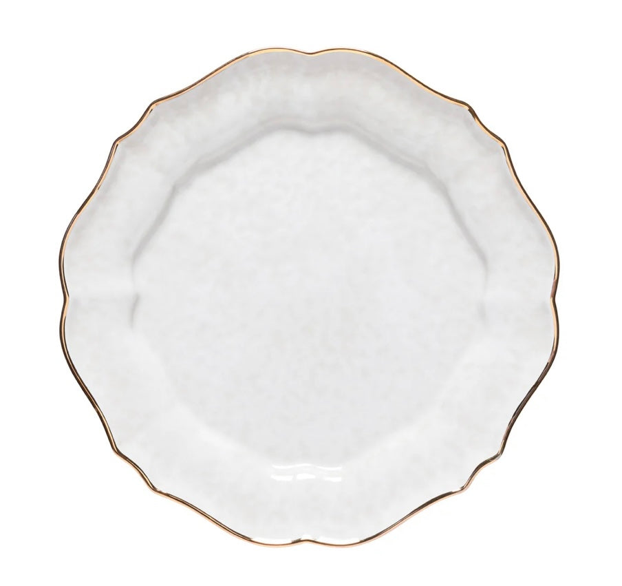 White/Gold Rim Dinner Plate- Casafina Impressions (IM501-WGD)