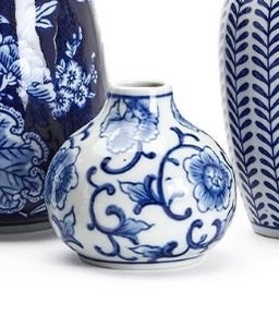 Two's Company Small Blue Floral Vase