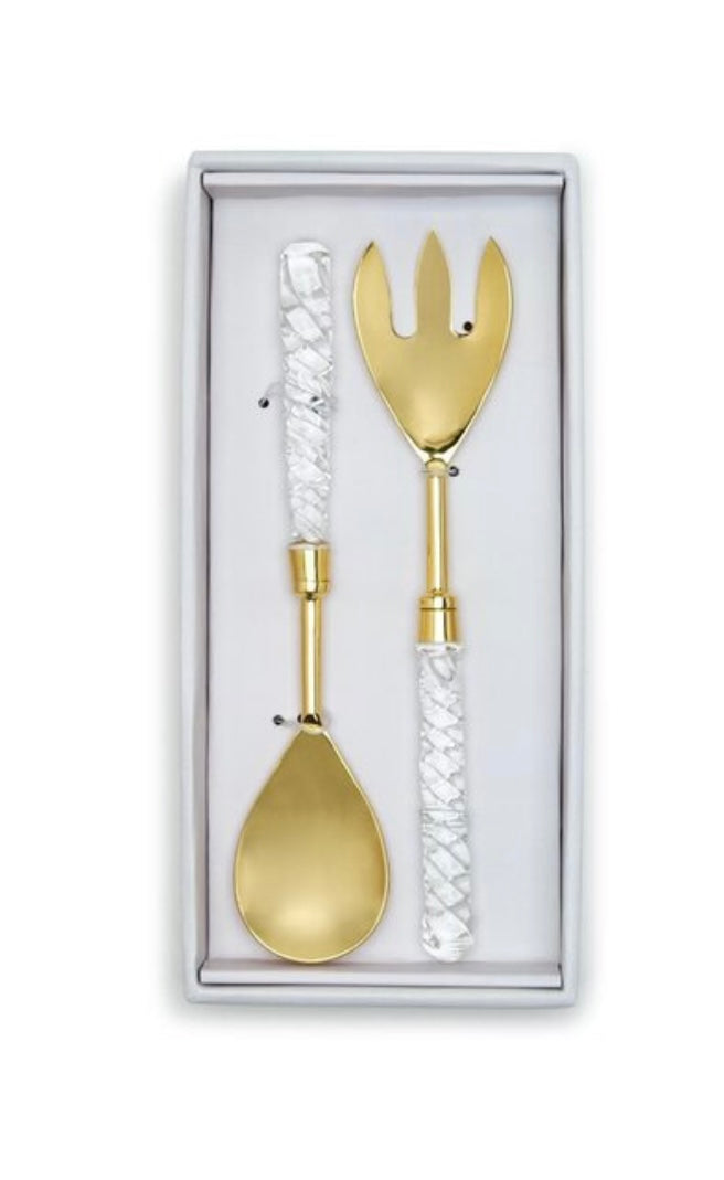 Two's Company Crystal Clear Salad Server Set