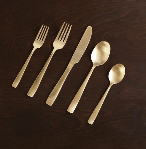 Beatriz Ball Vida Charlotte Stainless Flatware Set of 5 (Full Brushed Champagne Gold)