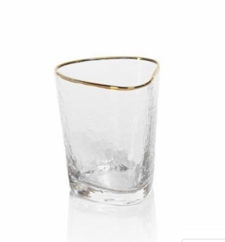 Zodax Triangular Double Old  Fashioned w/Gold Rim (5720)