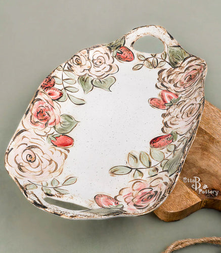 Etta. B Strawberry Platter w/Handles