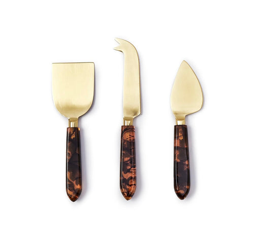 Two's Company Tortoise Swirl Cheese Knives