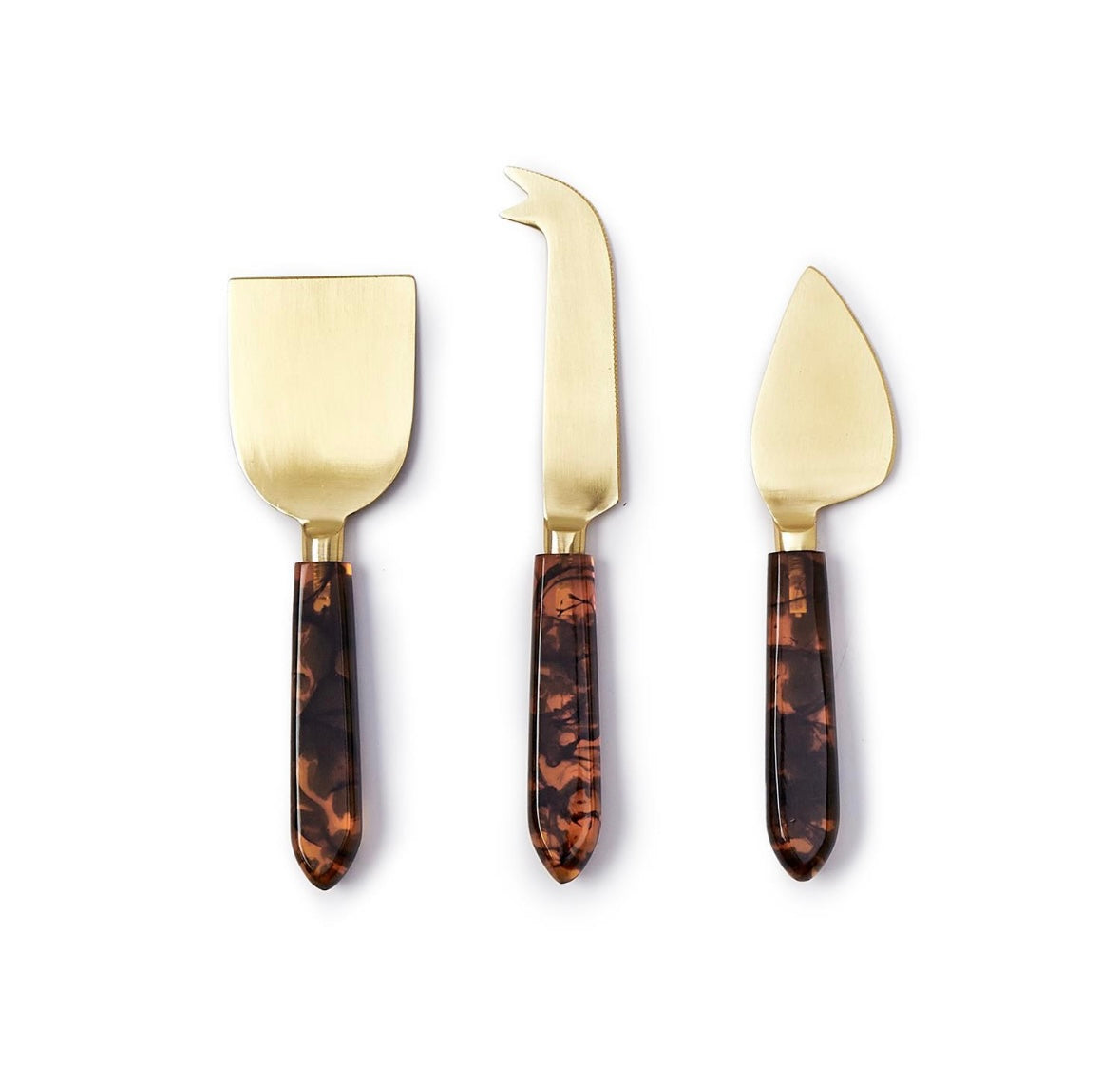 Two's Company Tortoise Swirl Cheese Knives