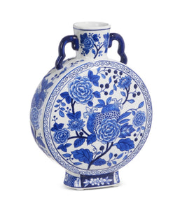 12.5 " Handled Blue & White Floral Vase