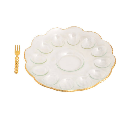 Mudpie Gold Edge Deviled Egg Tray Set