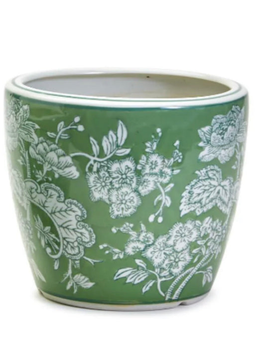 Two's Company Med. Green/white Planter