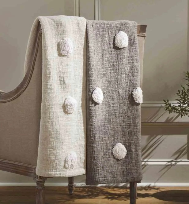 Mudpie Taupe Tufted Dot Throw