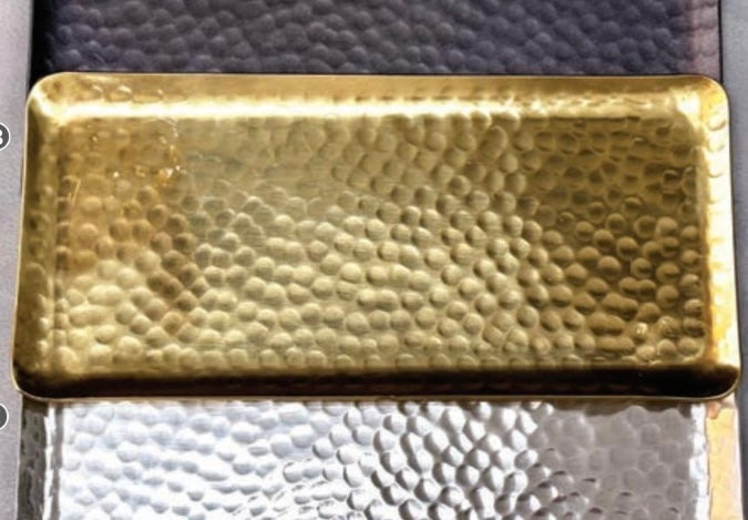 IHI Rectangle Gold Hammered Plate