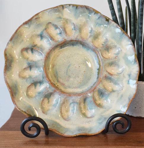 Etta B Handcrafted Egg Platter-Seaside