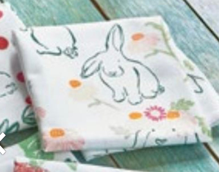 Tag Bunny & Flowers Dish Towel