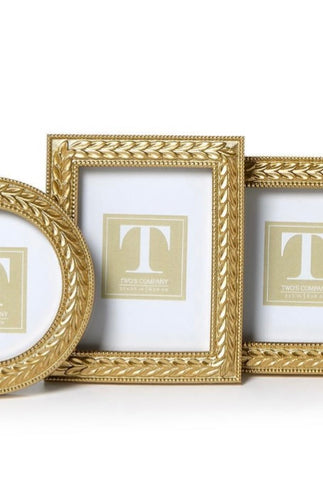 Two's Company Rectangle Gold Wreath Frame