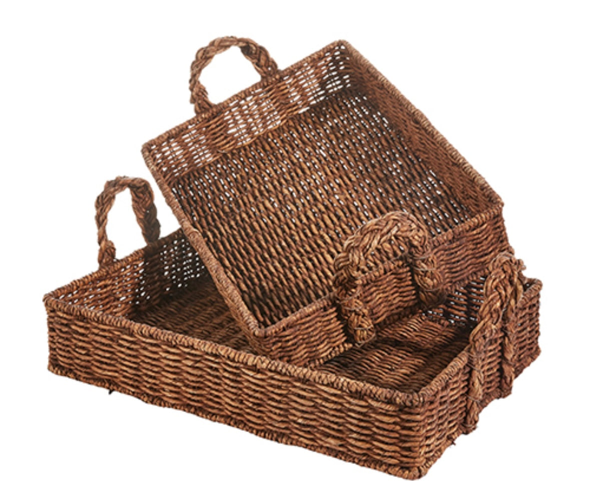 Raz Medium Woven Tray with Handles