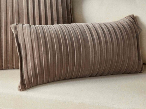 Mudpie Lumbar Taupe Velvet Pillow