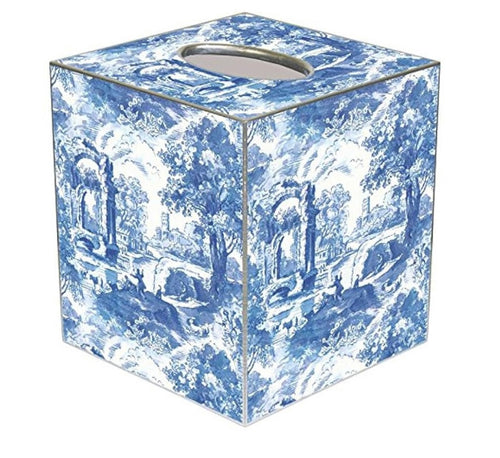 Blue/White Toile Tissue Box Cover