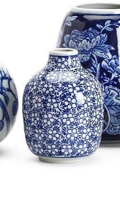 Two's Company Medium Blue/White Floral Print Vase