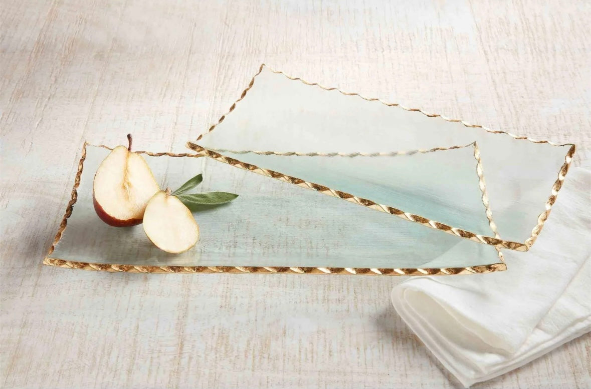 Mudpie Gold Edge Glass Tray Set