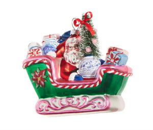 Raz Santa Chinoiserie Sleigh Ornament