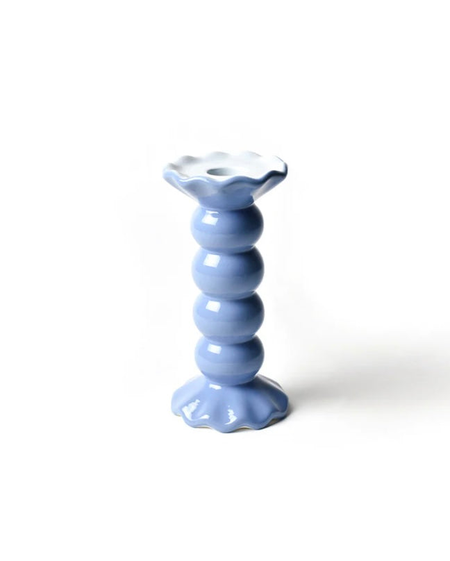 Coton Colors French Blue Medium Ruffle Knobbed Candle Holder